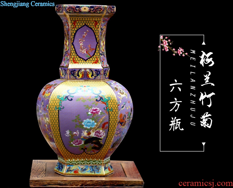 Archaize of jingdezhen ceramic famille rose colored enamel vase household living room floor furnishing articles flower arrangement craft jewelry