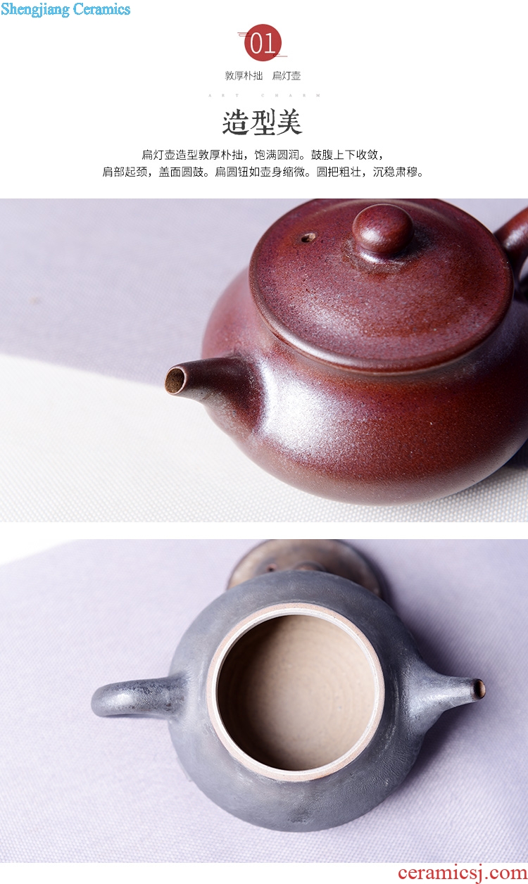 Jingdezhen TaoXiChuan new handmade ceramic flat bulb kung fu tea set of violet arenaceous the teapot