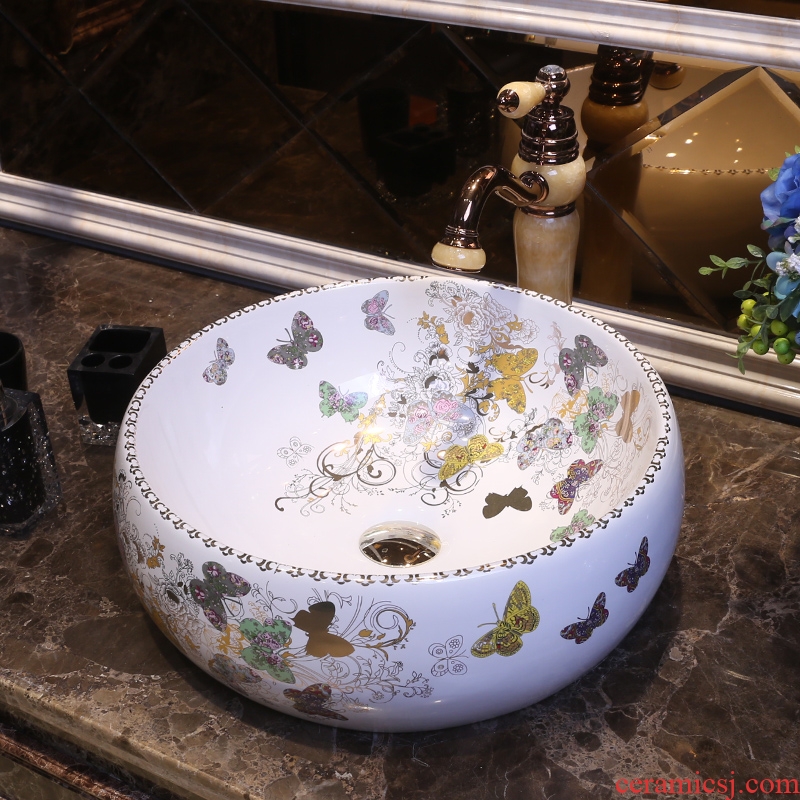 JingYan American art stage basin round ceramic lavatory basin household toilet stage basin on the sink