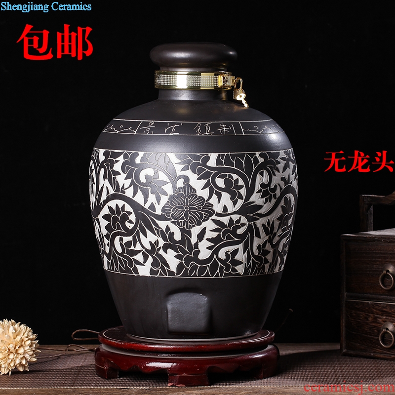 Jingdezhen ceramic it 30 jins 50 jins of blue and white porcelain jars 10 jins 20 jins bubble wine liquor jar with leader