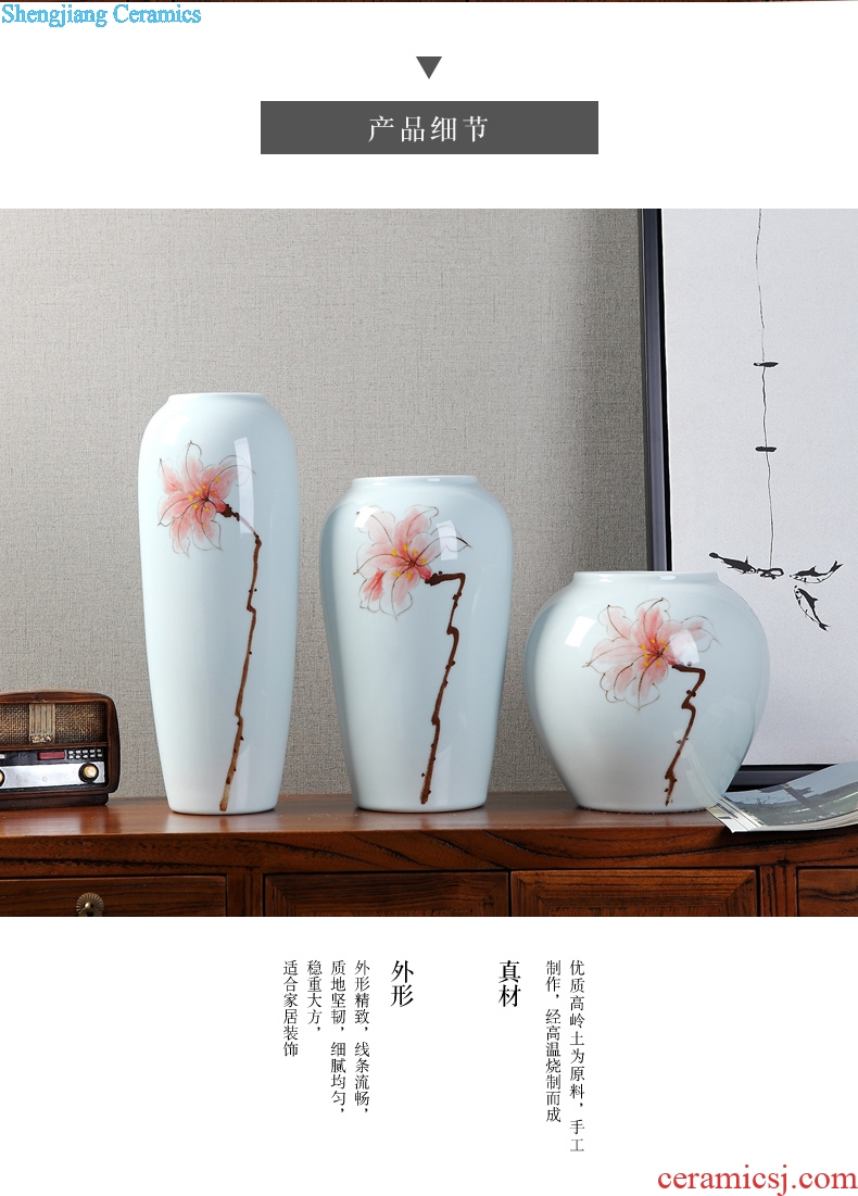 Modern new Chinese style living room TV cabinet ceramic vase wine porch desktop flower arranging home furnishing articles installed