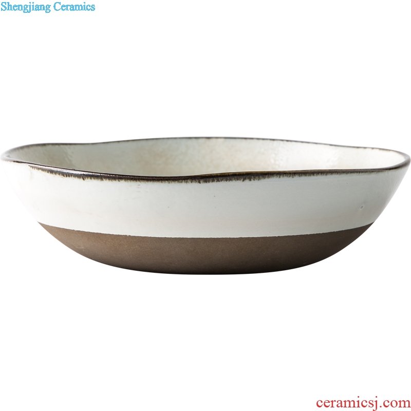 Million jia household ceramics Nordic soup bowl of soup dish plate large rainbow noodle bowl creative irregular salad bowl twilight