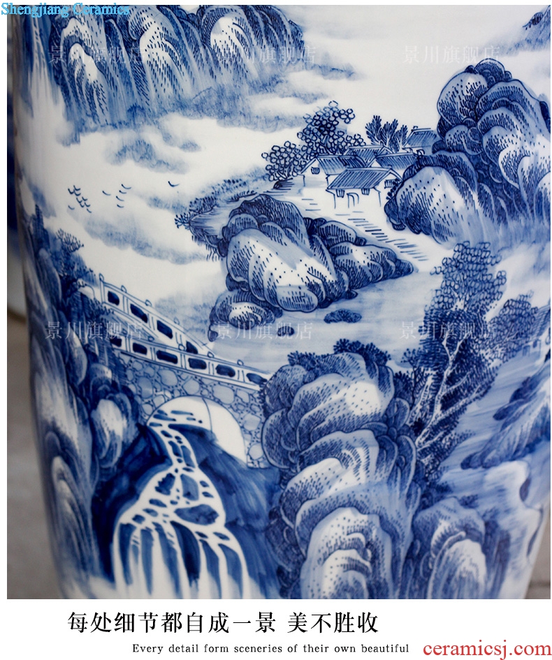 Jingdezhen porcelain ceramics hand-painted landscape jiangnan spring scenery of large vase home sitting room place adorn article