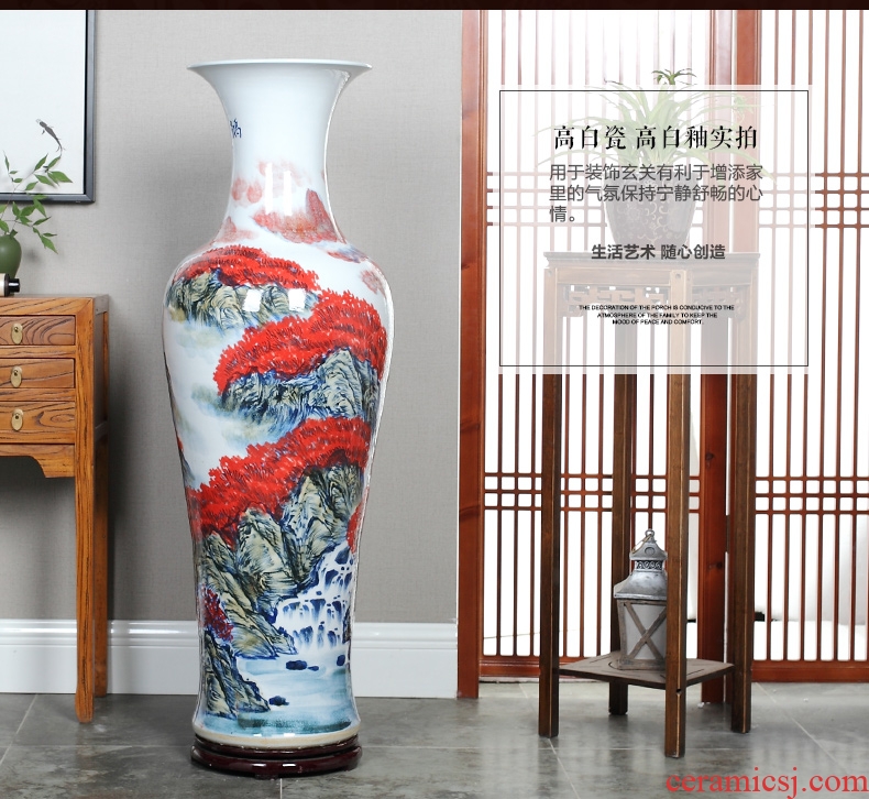 Jingdezhen ceramics high white large blue and white porcelain vase hotel opening gifts sitting room adornment is placed