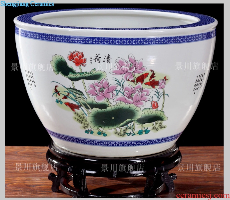 Jingdezhen ceramics from pastel brocade carp daikin aquarium water lily cylinder scroll the tortoise cylinder home furnishing articles