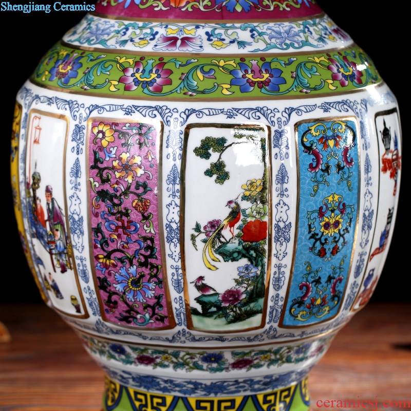 Jingdezhen archaize ears ceramic vase home sitting room do old classical collection of handicraft furnishing articles imitation qianlong system