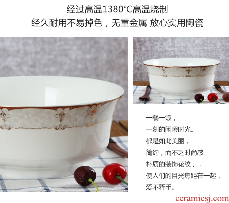 Jingdezhen ceramic household size 8 inches contracted to eat the hot soup bowl noodle bowl can microwave tableware