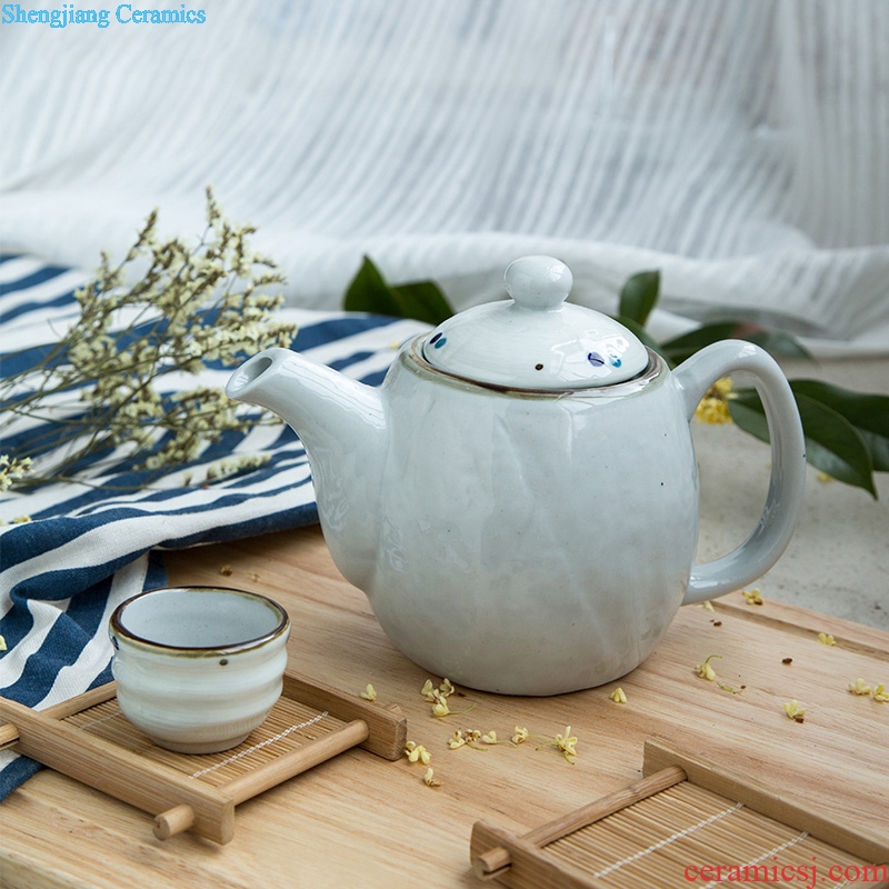 Ijarl million jia creative ceramic take pot cup Japanese mug of coffee cups and saucers suit blue grass ten restoring ancient ways