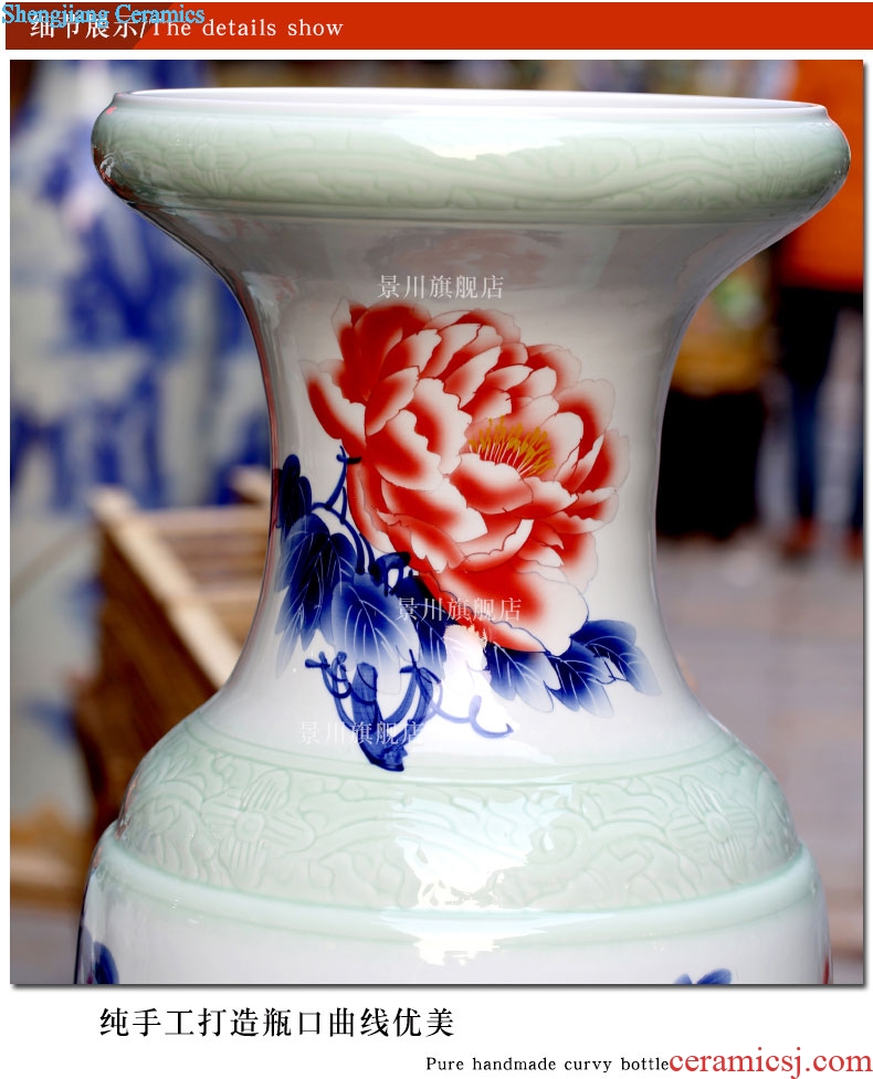 Hand color of large vase peony admiralty bottles of jingdezhen ceramics occupy the modern home furnishing articles sitting room