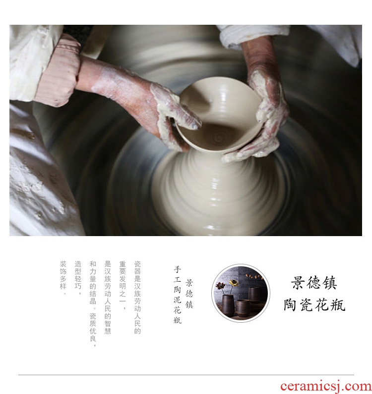 Ceramic coarse pottery new Chinese literary restoring ancient ways the sitting room is contracted household adornment manual flower vase home furnishing articles