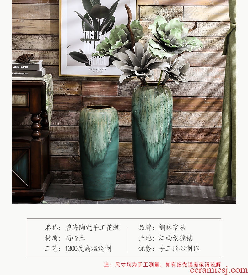 Vase furnishing articles flower arranging large sitting room ground jingdezhen ceramic handmade contracted Nordic artical vase