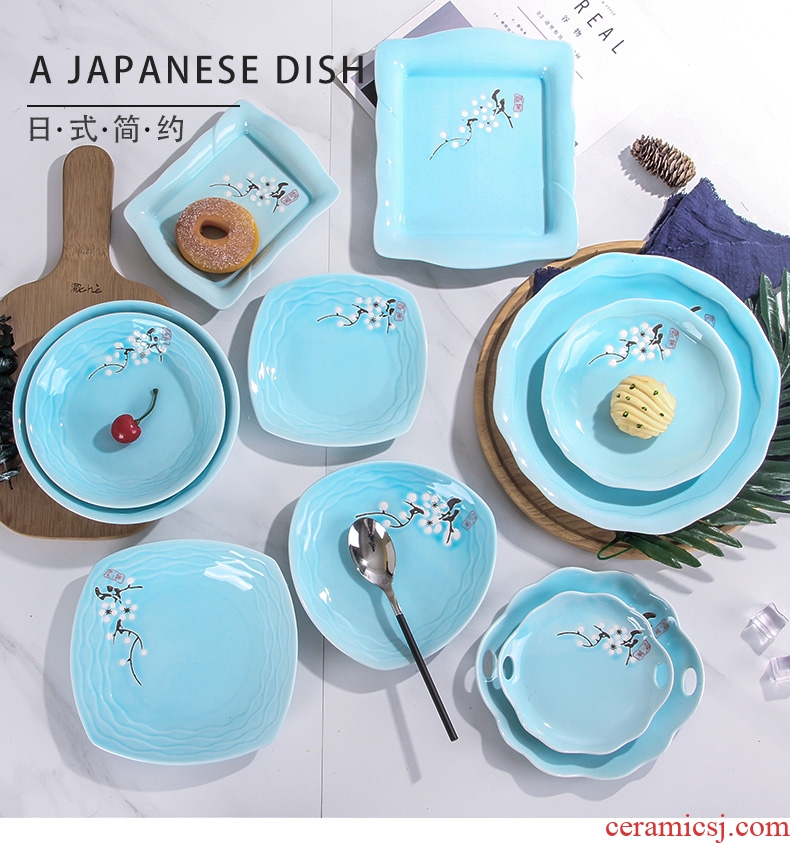 Ceramic plate household irregular circular deep dish creative dishes microwave japanese-style tableware personality soup dish plate