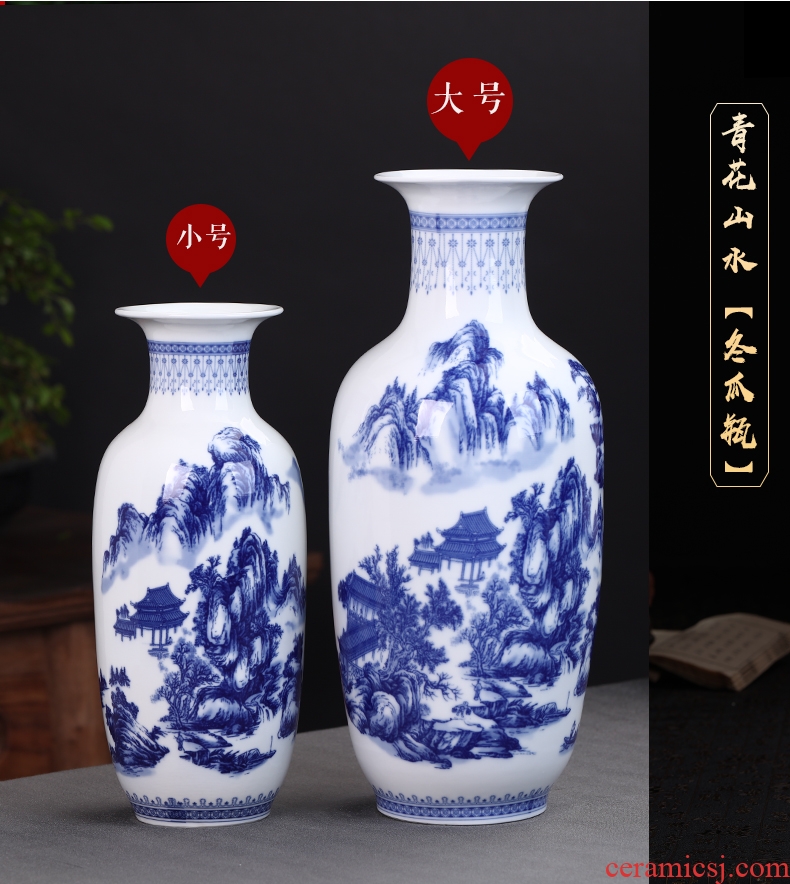 Blue and white porcelain vases, flower arrangement of jingdezhen ceramics furnishing articles furnishing articles new Chinese style household act the role ofing is tasted rich ancient frame sitting room