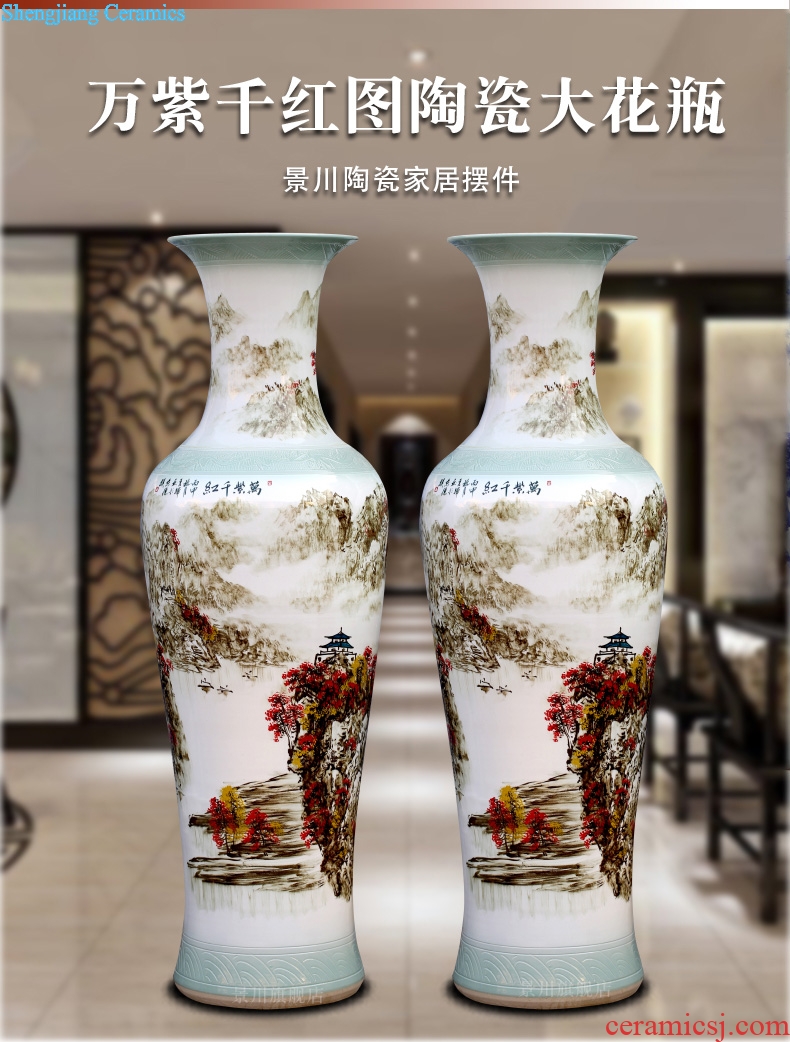 Jingdezhen ceramics green landscape painting sculpture of large vase full shade big porcelain sitting room furnishing articles