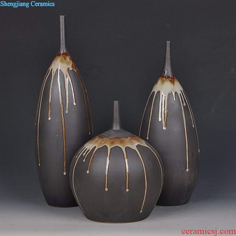 Jingdezhen ceramic vase color glaze kiln three-piece home decoration classic manual creative handicraft furnishing articles