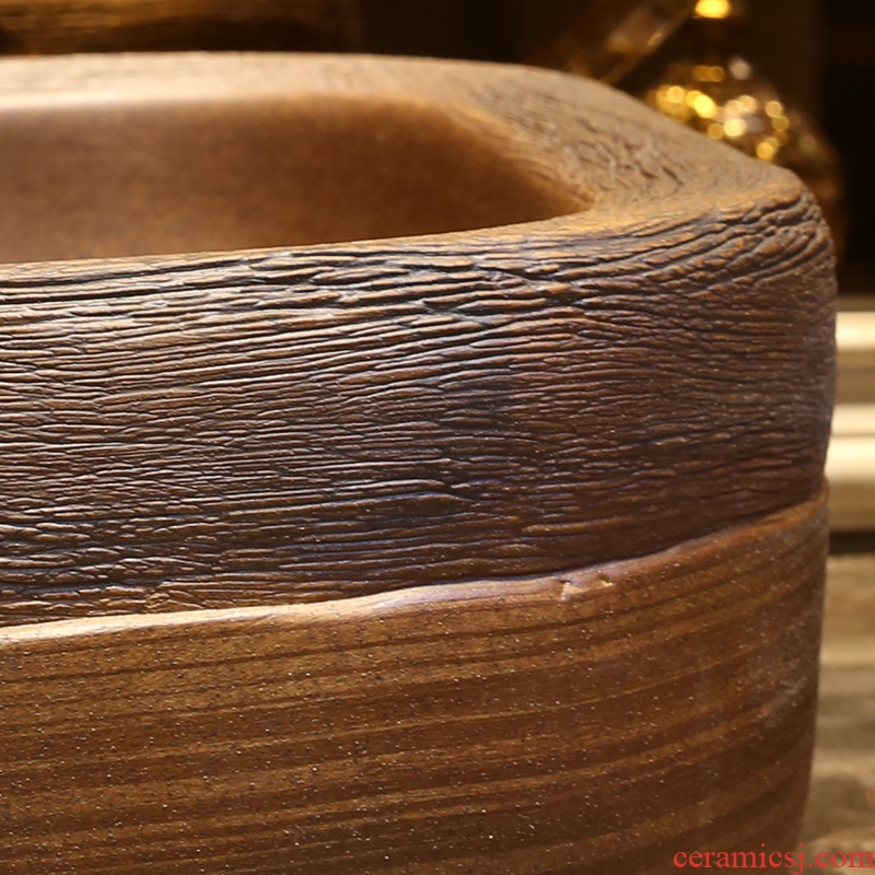 JingYan brown wood grain on the art basin of Chinese style ceramic lavatory archaize basin basin sink restoring ancient ways