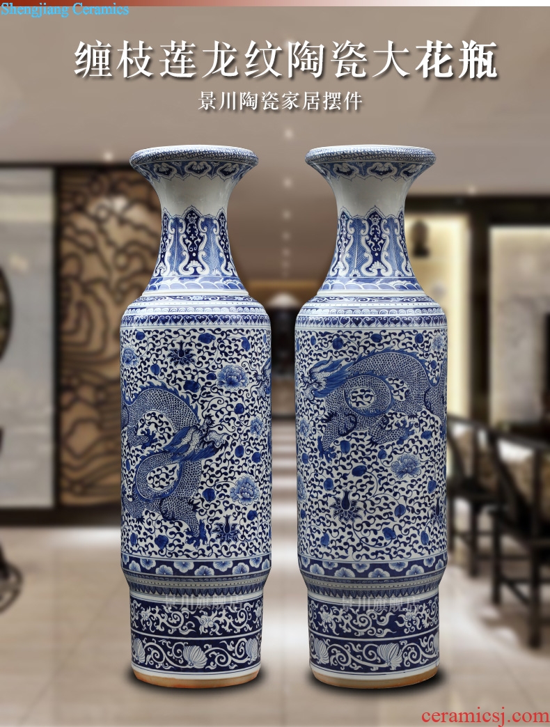 Blue and white same vase hand-painted archaize admiralty bound branch lotus blue and white porcelain of jingdezhen ceramics sitting room floor furnishing articles