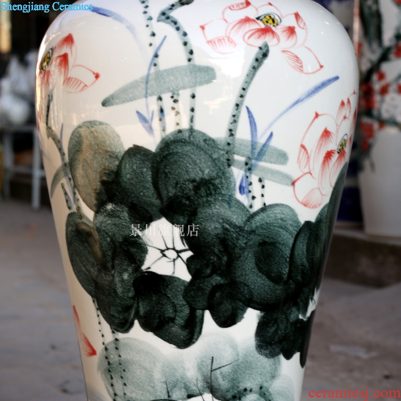 Lotus big vase vase of porcelain of jingdezhen ceramics hand-painted sitting room opened hotel home furnishing articles landing