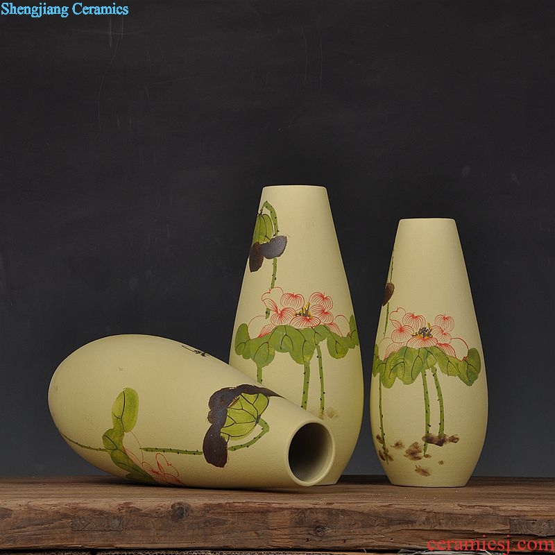 Scene, jingdezhen ceramic vase hand-painted frosted three-piece handicraft furnishing articles home decoration decoration