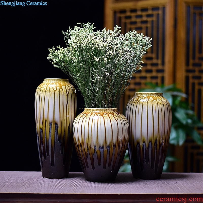 Jingdezhen hand-painted ceramic fashion home furnishing articles hydroponic dry flower arranging flowers sitting room lucky bamboo vase three-piece suit