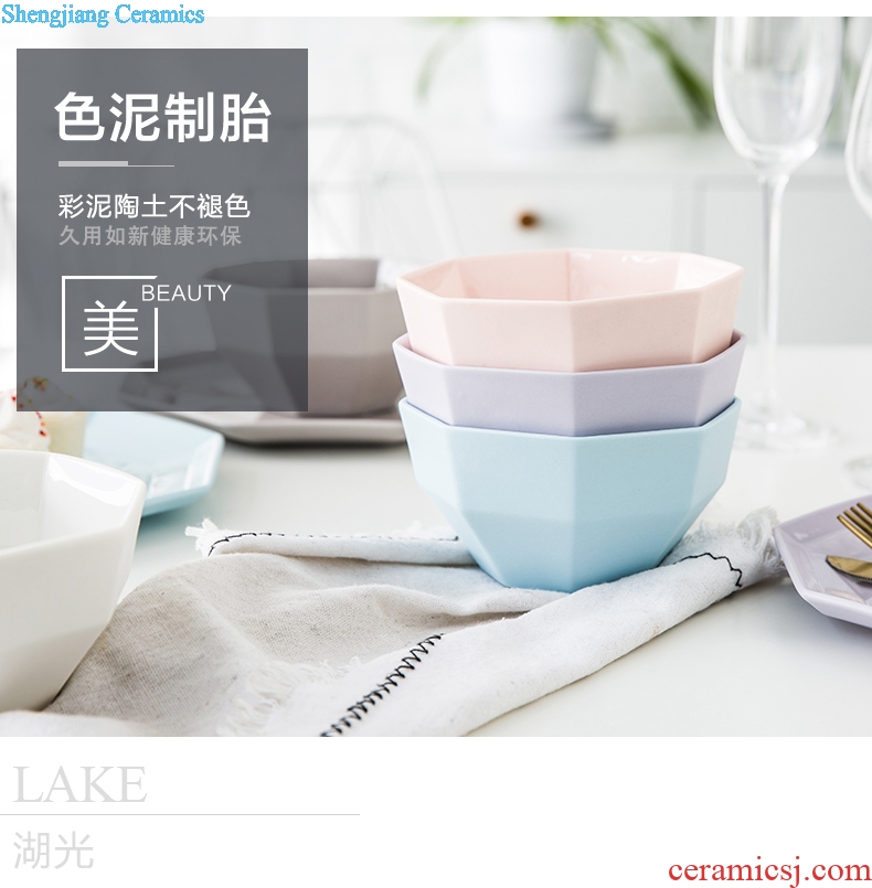 Ijarl hundred million jia creative ceramic rice bowl prevent hot Japanese Korean home eat bowl bowl dessert bowl lake