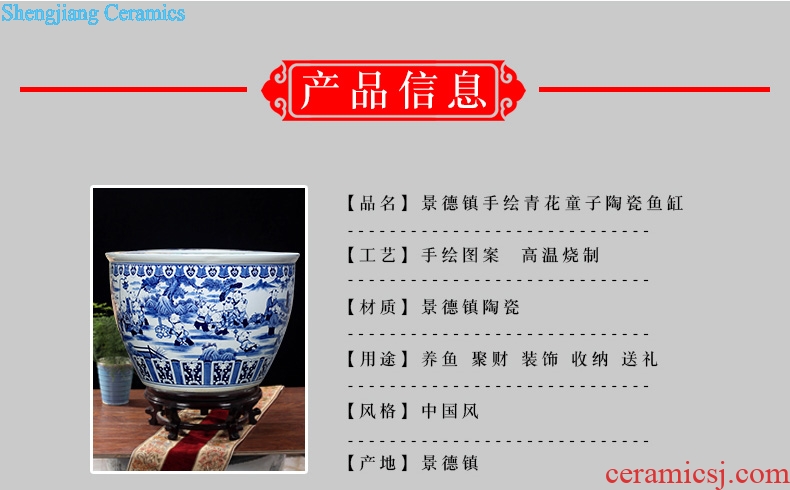 Jingdezhen ceramics aquarium antique hand-painted porcelain the lad tortoise water lily cylinder large sitting room courtyard wind water tanks