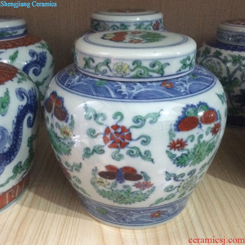 Jingdezhen hand-painted imitation Ming emperors pegasus day word walrus porcelain pot dou color day word can of many colors