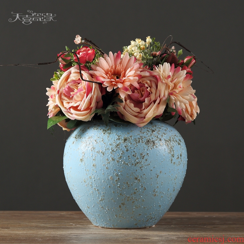 European rural ceramic vase decoration in the sitting room TV ark household table small pure and fresh and dry flower adornment furnishing articles