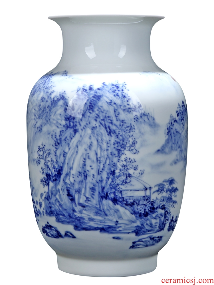 Jingdezhen hand-painted thin body of blue and white porcelain ceramic vases, Chinese flower arranging rich ancient frame sitting room China arts and crafts