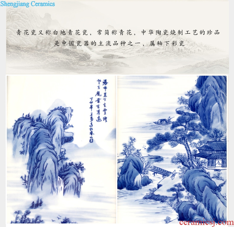 Jingdezhen porcelain plate painting hangs a picture of four screen hand-painted hotel landscape setting wall household act the role ofing is tasted furnishing articles sitting room