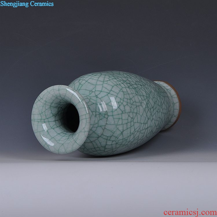 Jingdezhen ceramics archaize crack jun porcelain glaze white borneol vase household adornment of contemporary sitting room is placed