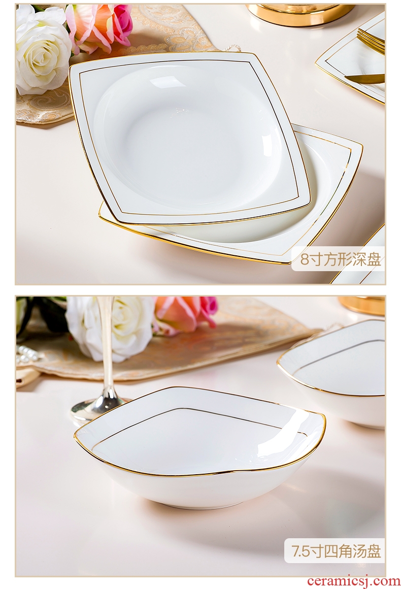 Jingdezhen tableware suit household european-style bone bowls plate composite ceramic bowl of creative dishes chopsticks contracted plate