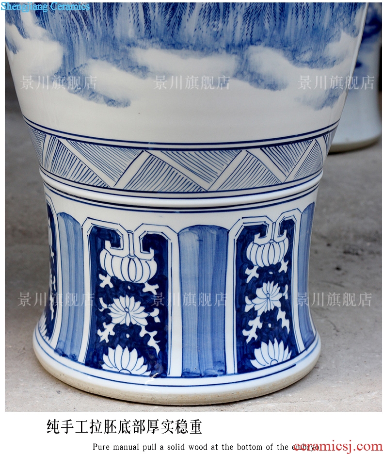 Jingdezhen porcelain ceramics hand-painted landscape jiangnan spring scenery of large vase home sitting room place adorn article
