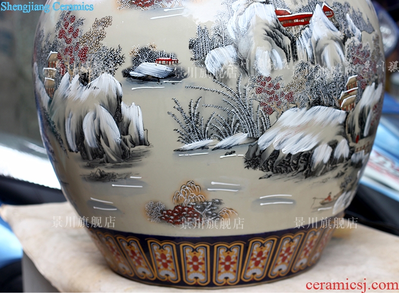 Jingdezhen ceramics big gourd a thriving business floor vase snow sitting room decoration, decorative furnishing articles