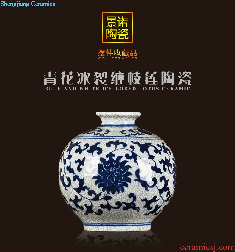 Jingdezhen blue and white Chinese style household decorative crafts antique ceramics kiln crack pomegranate flower vase furnishing articles