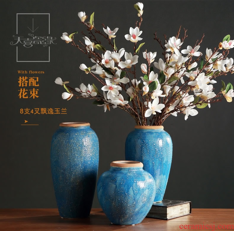 Jingdezhen ceramic flower vases furnishing articles of the sitting room TV ark wine household craft ornaments clay coarse pottery