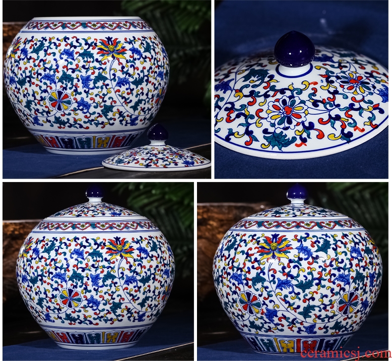 Jingdezhen ceramics large seal pot tea caddy retro store receives big yards puer tea pot