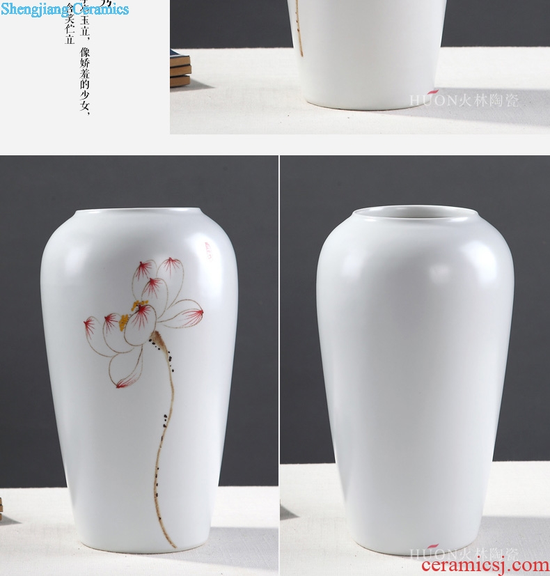 Jingdezhen modern new Chinese style ceramic vase lucky bamboo dried flowers sitting room Japanese zen home decoration furnishing articles