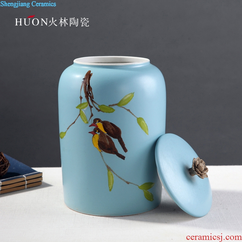 Modern new Chinese style act the role ofing is tasted the bird hand-painted ceramic vase furnishing articles shamrock storage tank household sample room decoration