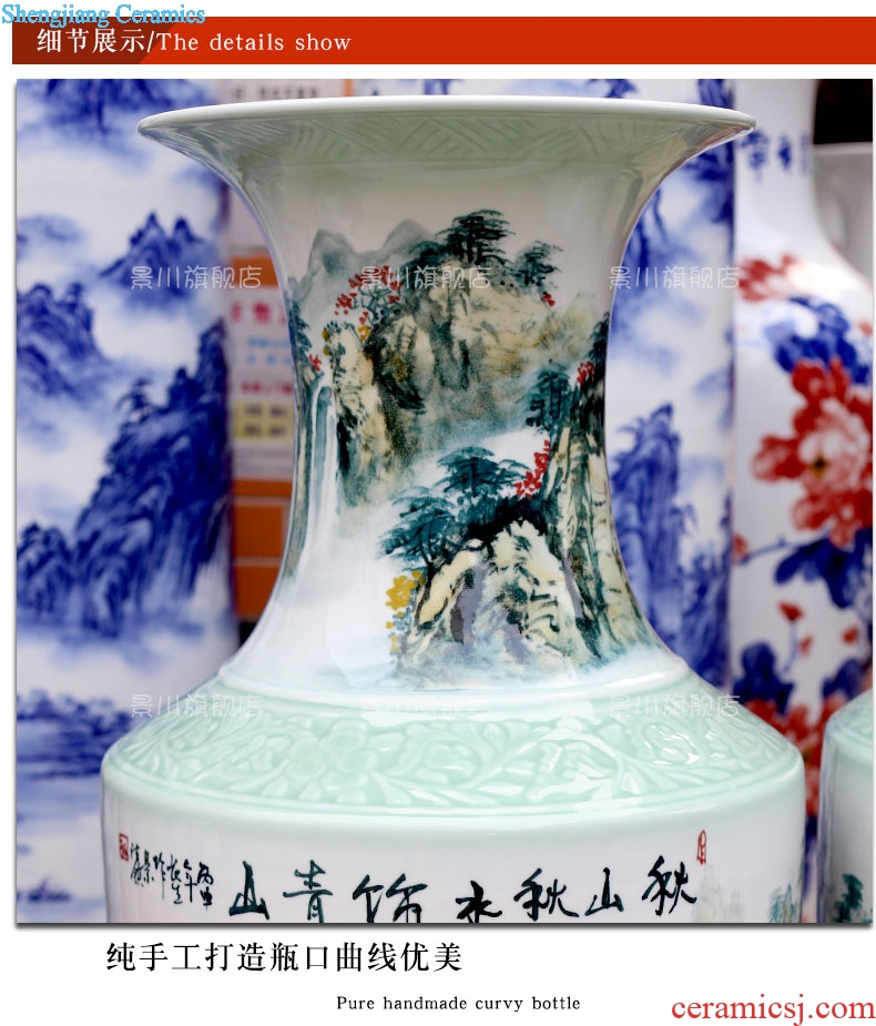 Jingdezhen ceramics hand-painted floor of sitting room hotel study of modern landscape painting big vase household act the role ofing is tasted furnishing articles
