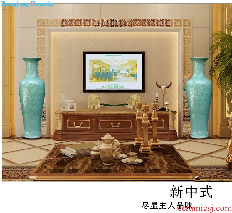 Jingdezhen hand-carved longfeng ceramic vase of large sitting room adornment study hotel opening gifts