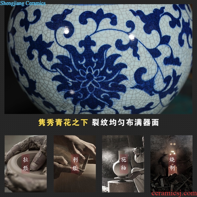 Jingdezhen ceramic vase furnishing articles sitting room flower arranging kiln antique blue and white porcelain vase decoration home decoration restoring ancient ways