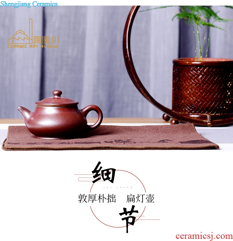 Jingdezhen TaoXiChuan new handmade ceramic flat bulb kung fu tea set of violet arenaceous the teapot