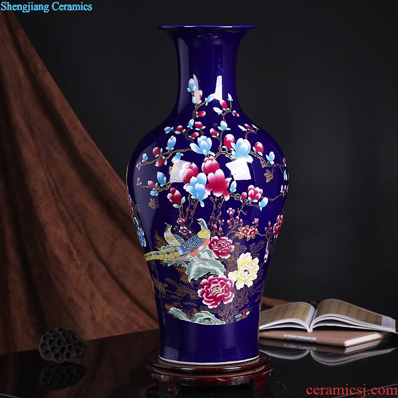 Jingdezhen ceramics landing a large vase peony sitting room of Chinese style household decoration craft a new home furnishing articles