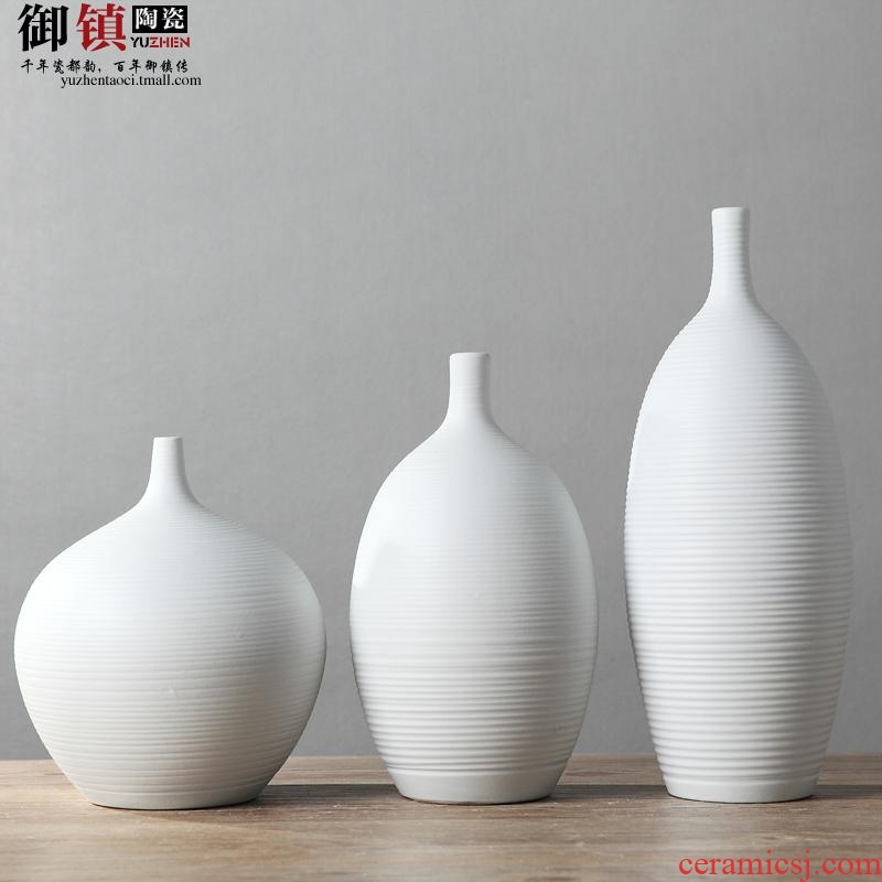 Jingdezhen creative home decorations white vase three-piece furnishing articles flower arranging, contemporary and contracted sitting room decoration