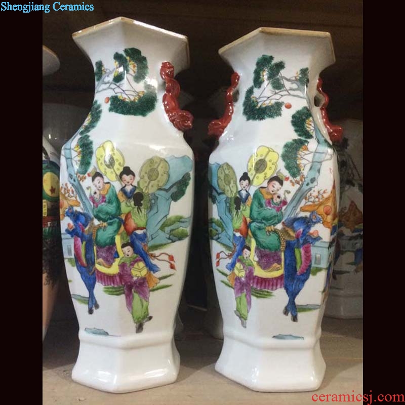 Imitation of the lion quiver cap tube ladies bamboo seven sages cap tube porcelain vase tong qu antique porcelain vase
