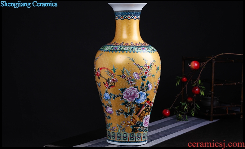 Modern Chinese jingdezhen ceramics sitting room adornment colored enamel of large vases, flower TV ark furnishing articles