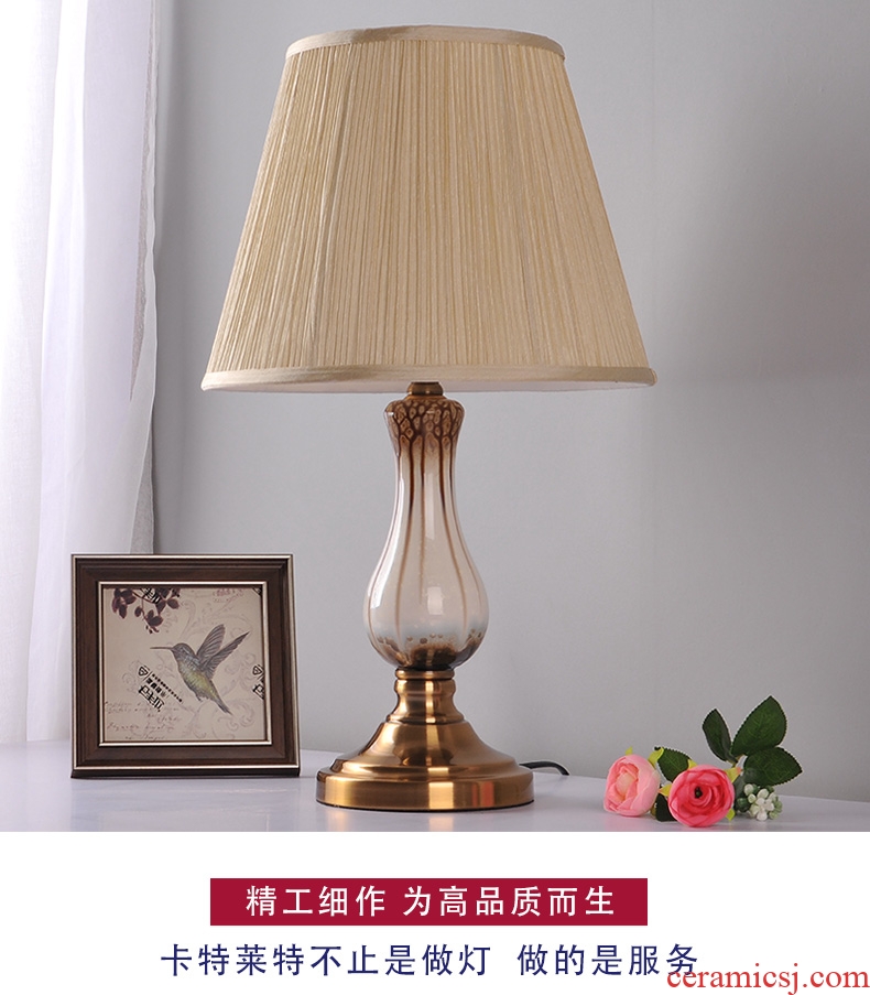 Modern ceramic small desk lamp bedroom berth lamp study sweet romance marriage contracted household household dimmer remote control