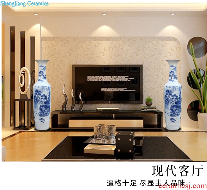 Jingdezhen ceramics has a long history in the bright future of large blue and white porcelain vase hotel furnishing articles in the living room