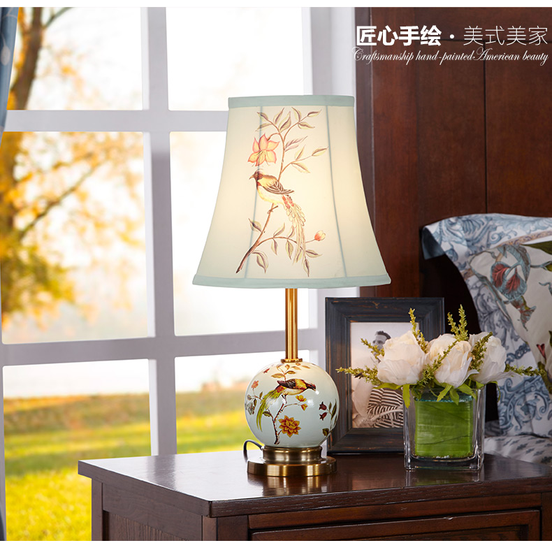 Doren european-style lamp lamp of bedroom the head of a bed ark warm light simple modern ceramic lamp sweet new romantic marriage room